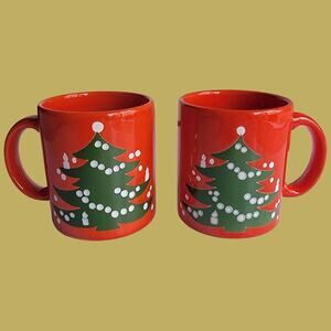 Vintage 1990s Waechtersbach "Tannenbaum" Christmas Tree Mugs, Set of Two